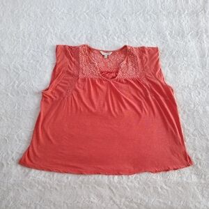Lucky Brand Embroidered Yoke Cotton Top
